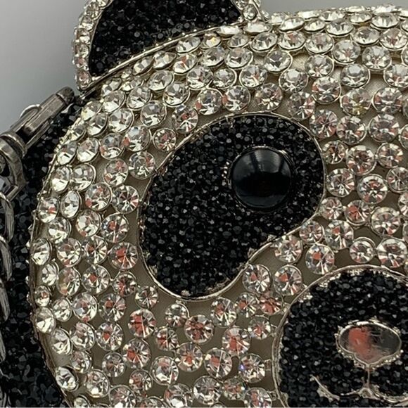 Charles Dary Black and White Panda Crossbody Bag with Beaded Design - Picture 4 of 12